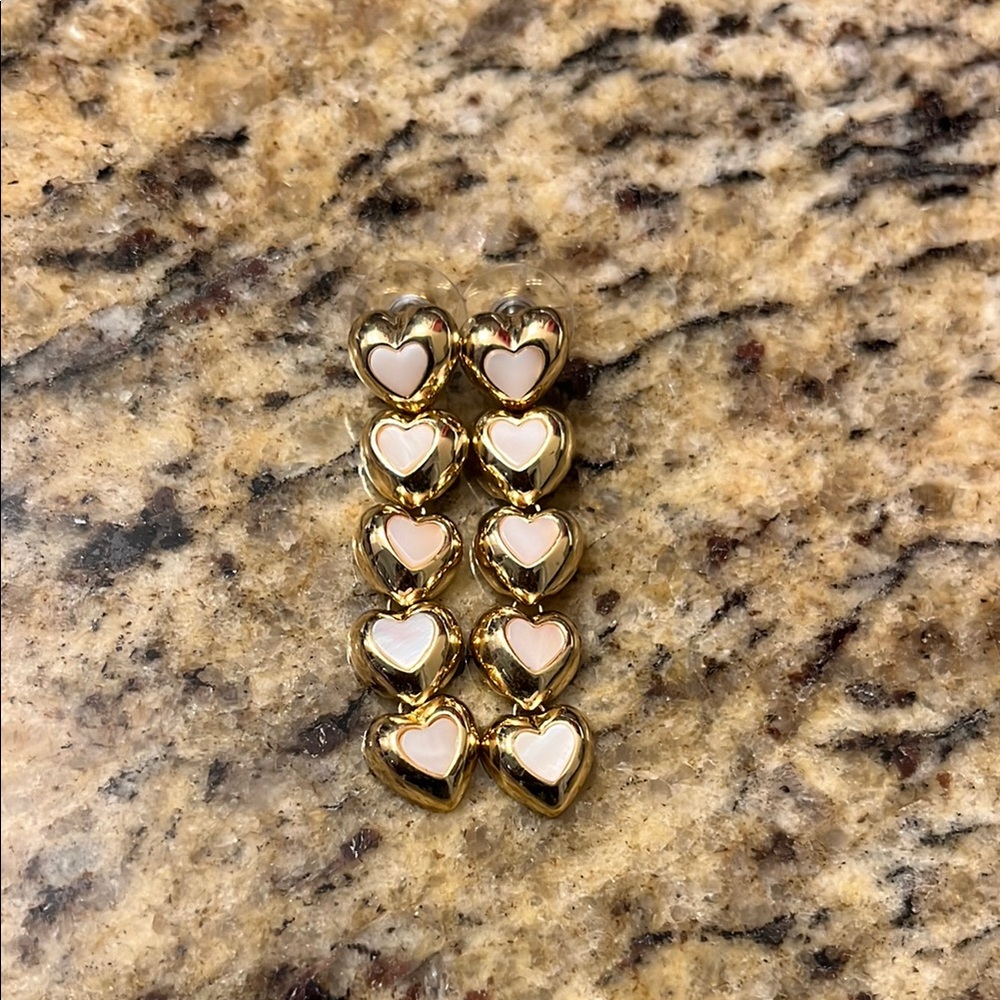 Baublebar Gold and Cream Heart Earrings